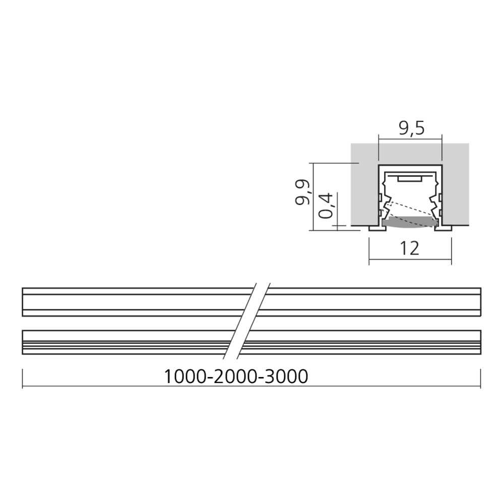 Réglette LED recoupable Line à encastrer 24 V