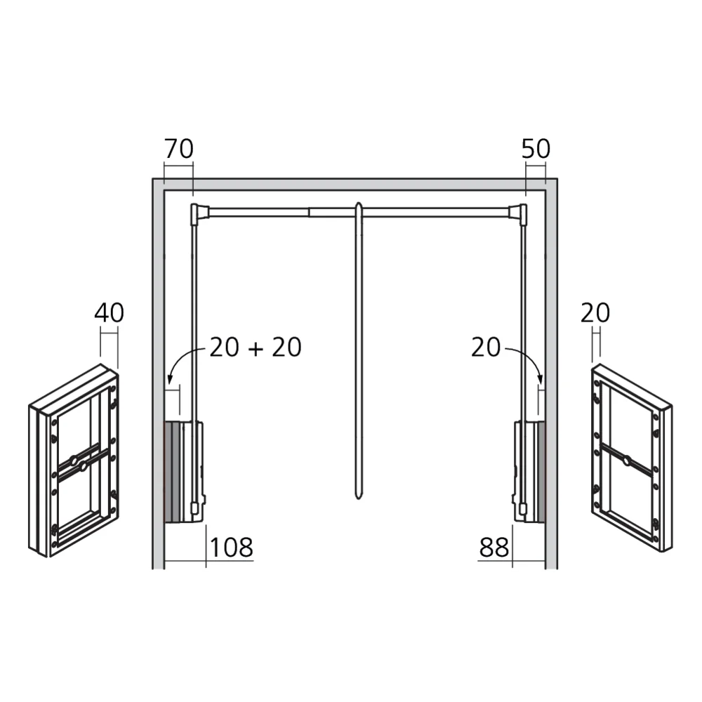 Cale de distance pour penderie double