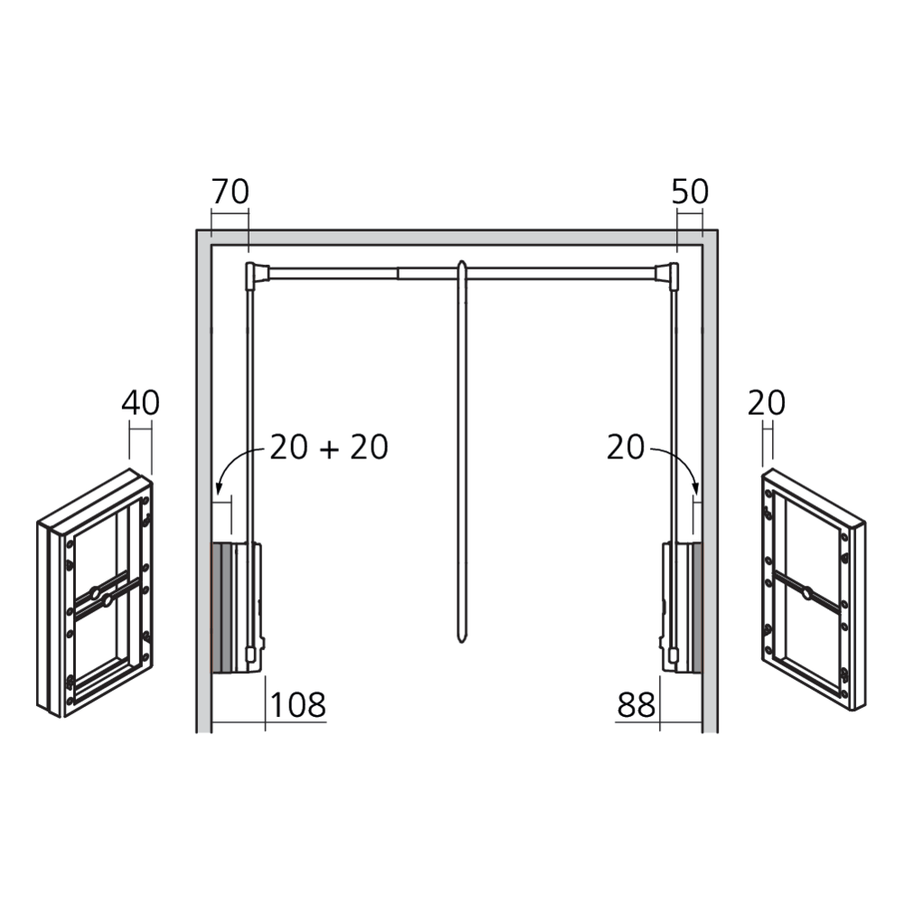 Cale de distance pour penderie double