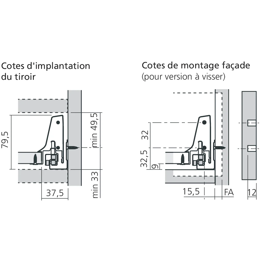 Tiroir simple N (H : 82,5 mm)