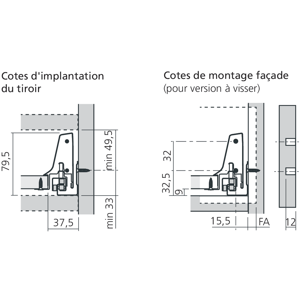 Tiroir simple N (H : 82,5 mm)