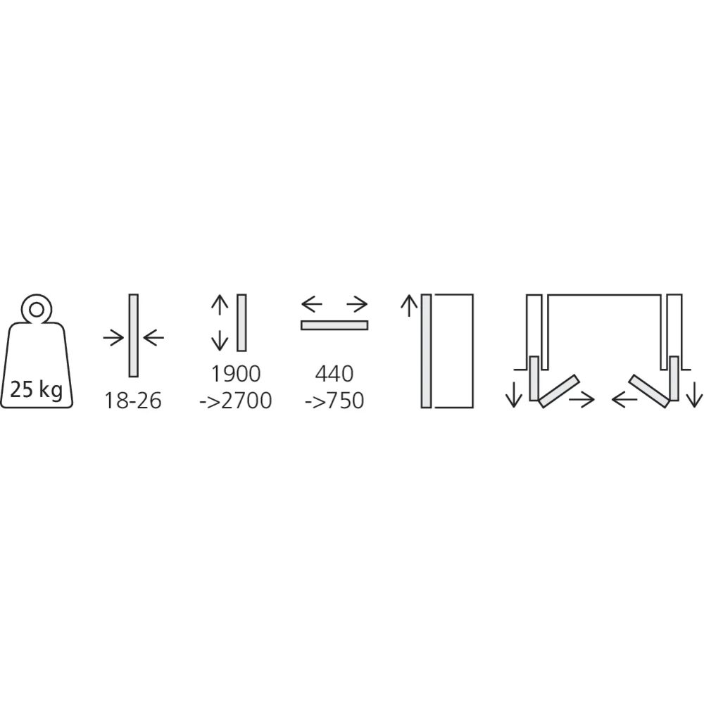 Garniture 1 paire de portes pliantes Folding Concepta III Push-to-open 25 kg