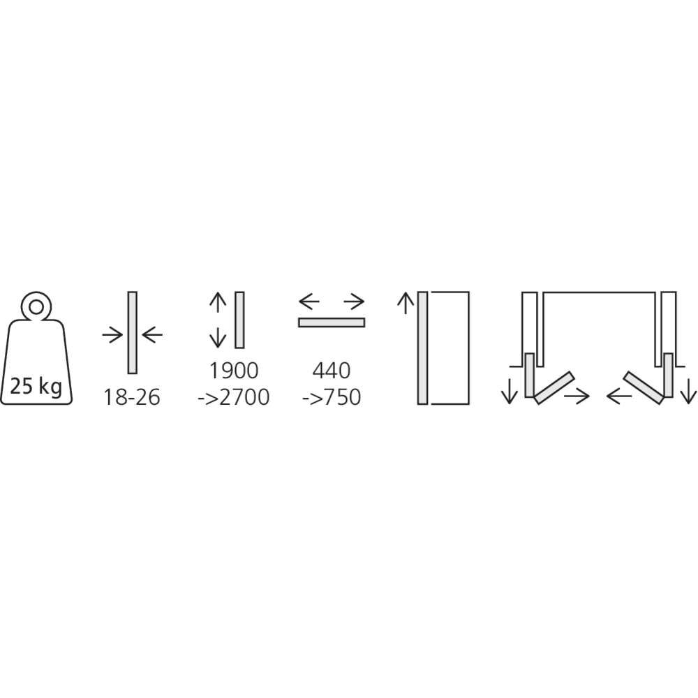 Garniture 1 paire de portes pliantes Folding Concepta III Push-to-open 25 kg
