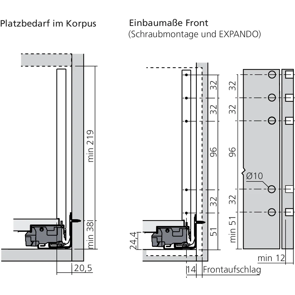 Tiroir Standard F (H : 257 mm)