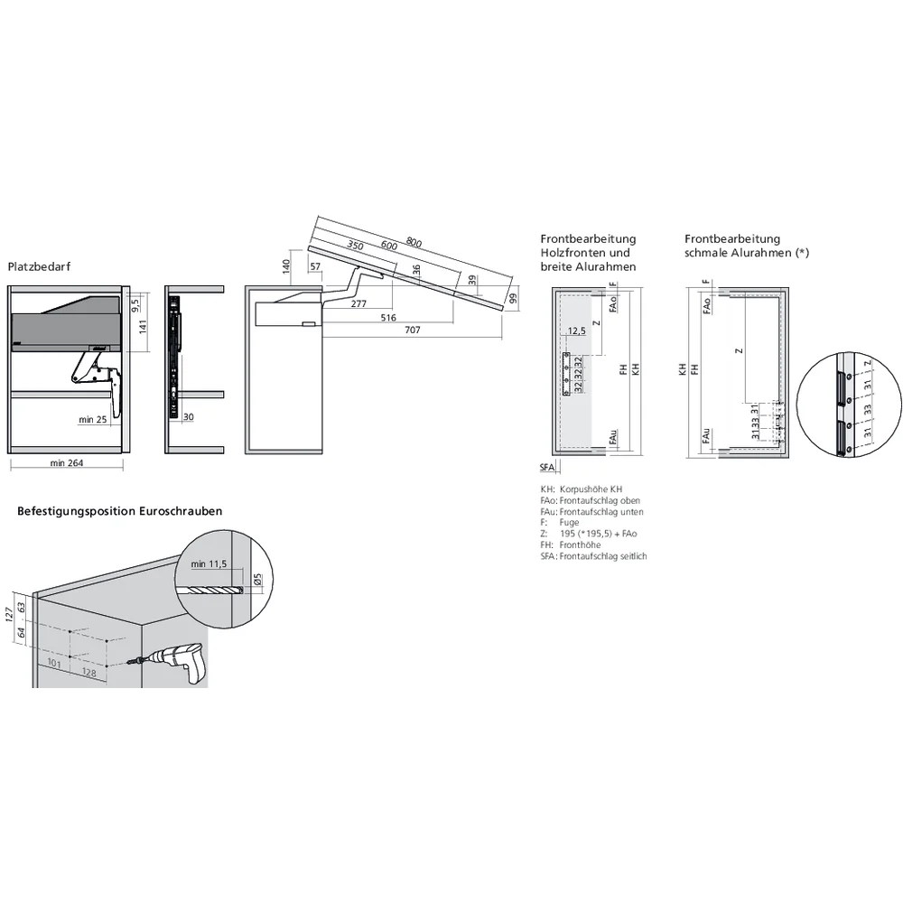 Réservoirs de force AVENTOS HS top fixation eurovis