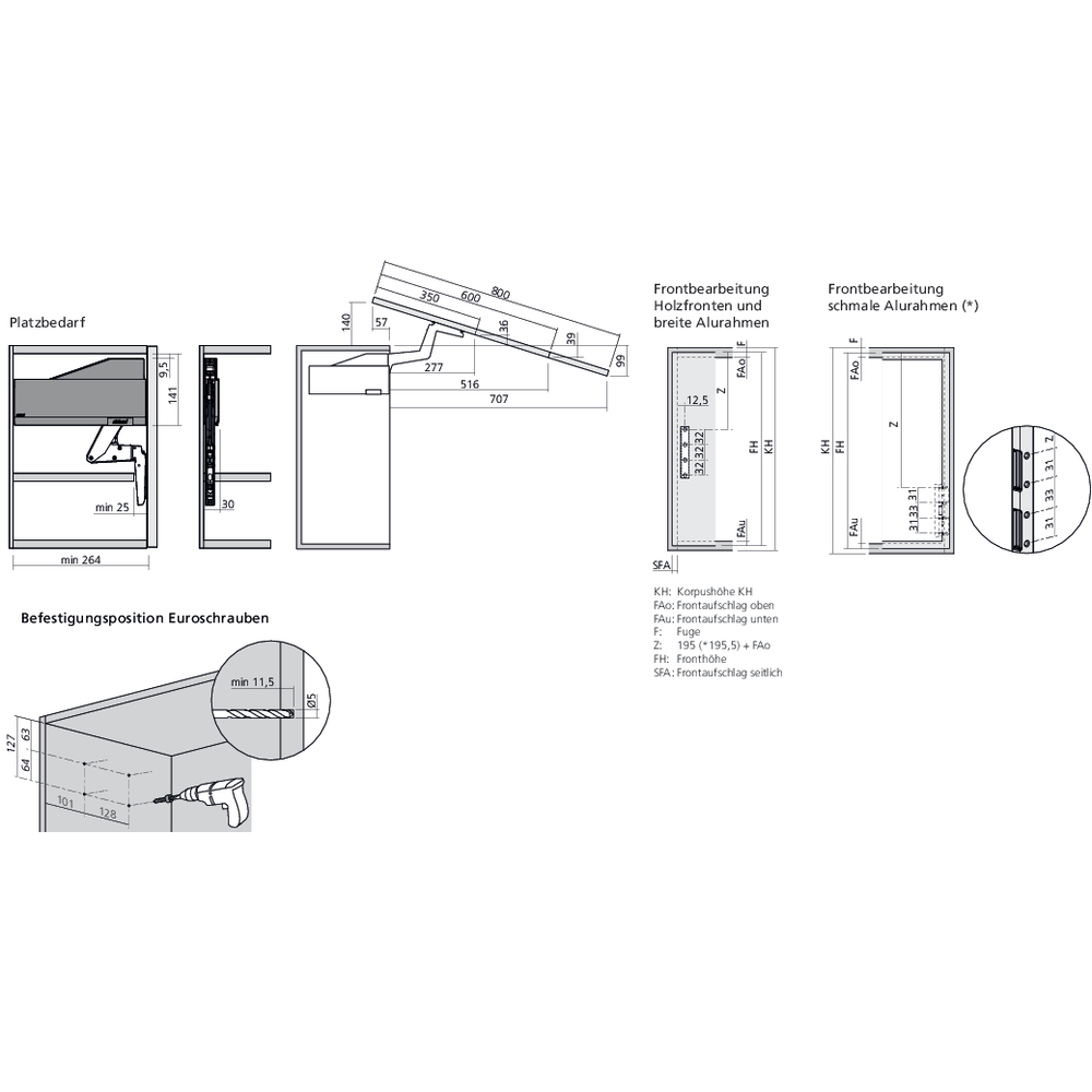 Réservoirs de force AVENTOS HS top fixation eurovis