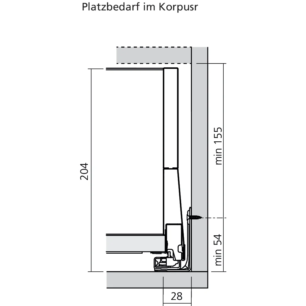 Tiroir à l'anglaise E BOXCAP façade tube (H:209 mm)