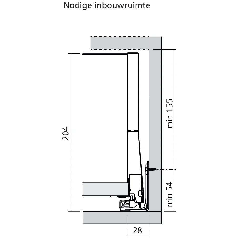 Tiroir à l'anglaise E BOXCAP façade tube (H:209 mm)