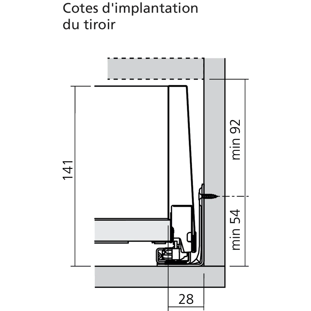 Tiroir à l'anglaise K (H : 144 mm)