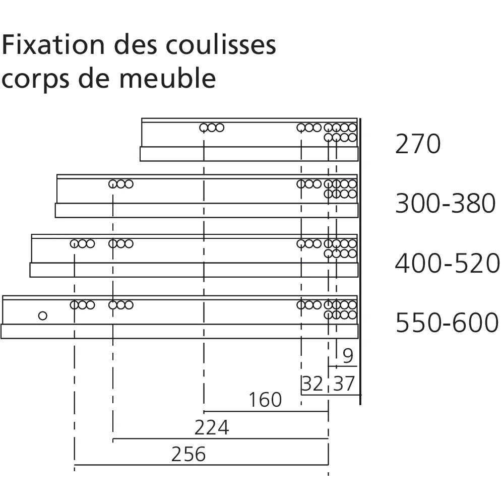 Coulisse MOVENTO 40 kg BLUMOTION / TIP-ON BLUMOTION