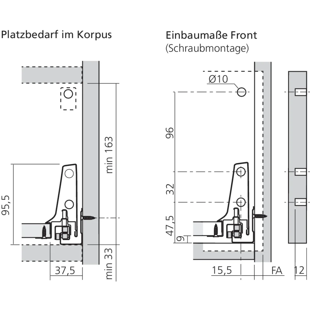 Bloc-tiroir C côté M (H : 196 mm)