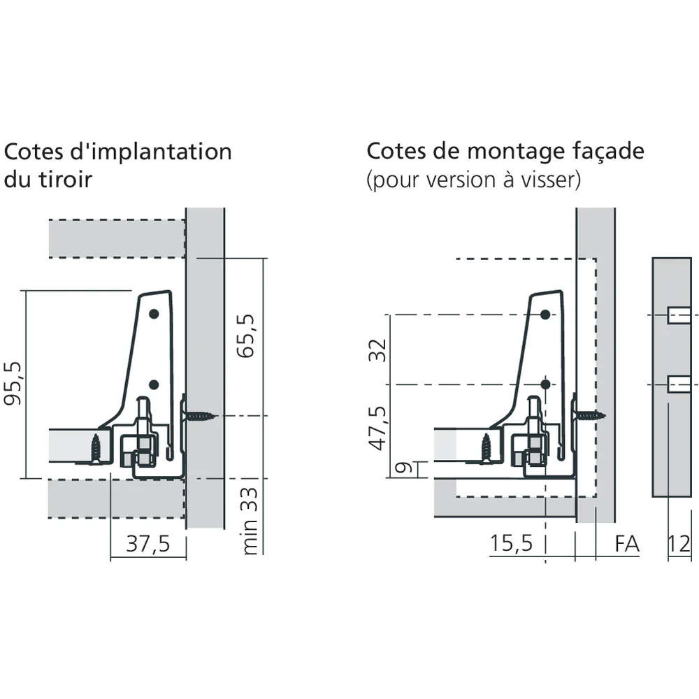 Tiroir simple M (H : 98,5 mm)