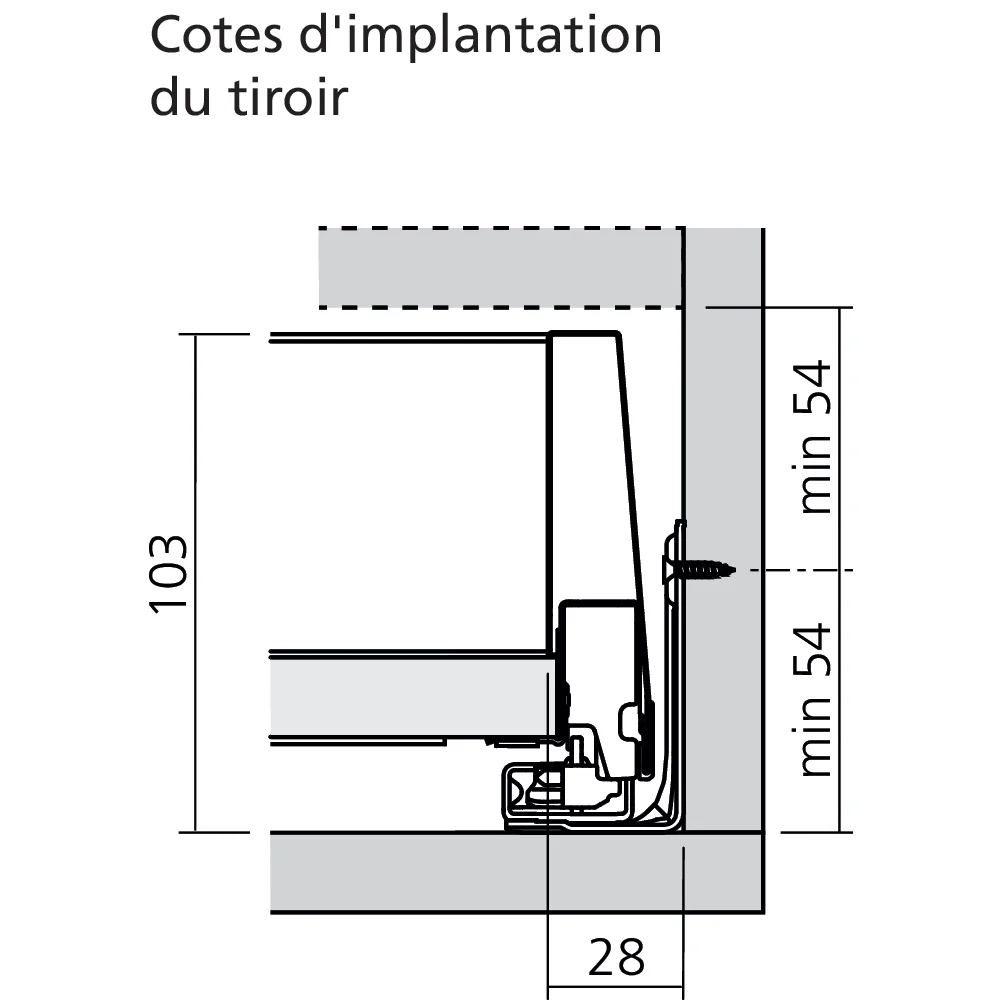 Tiroir à l'anglaise M (H : 106 mm)