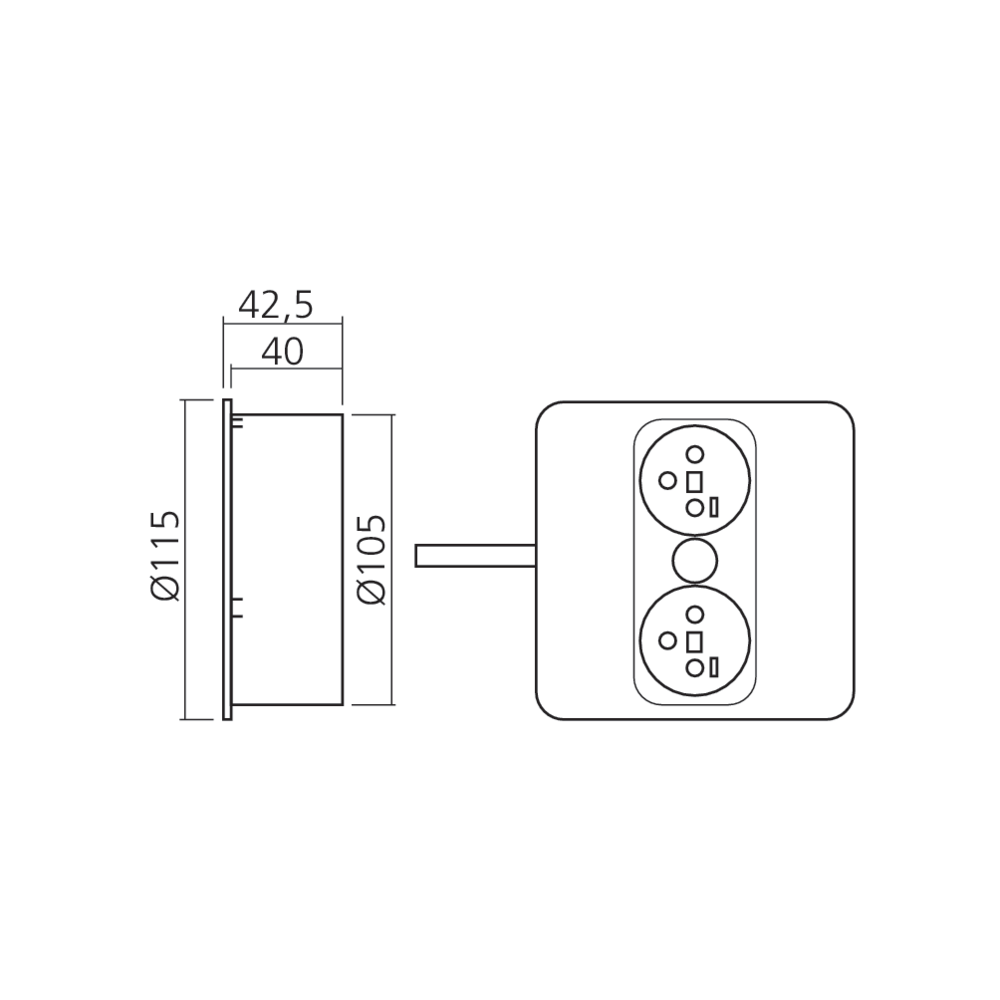 Bloc 2 prises encastrable Twist 2