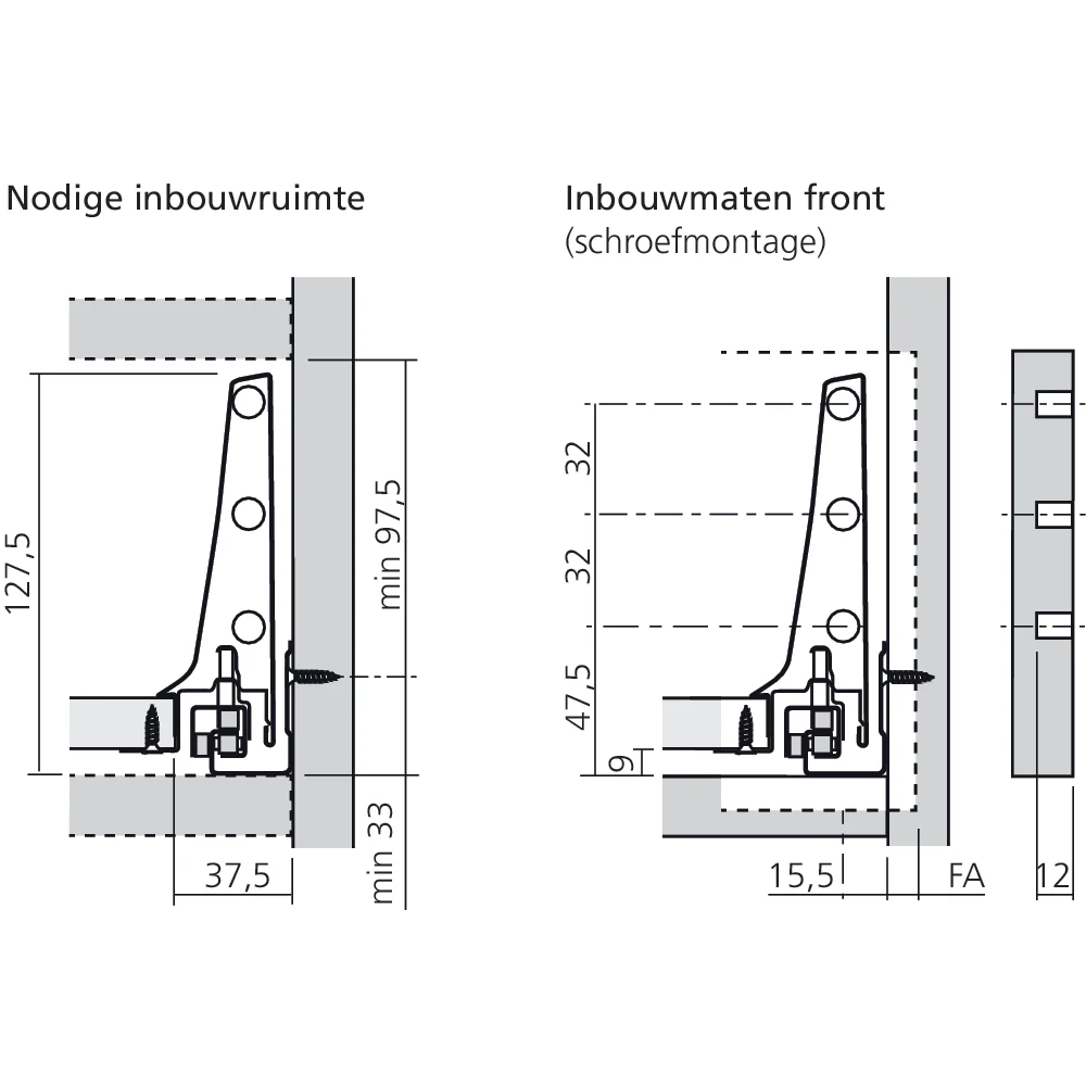 Tiroir simple K (H : 130,5 mm)