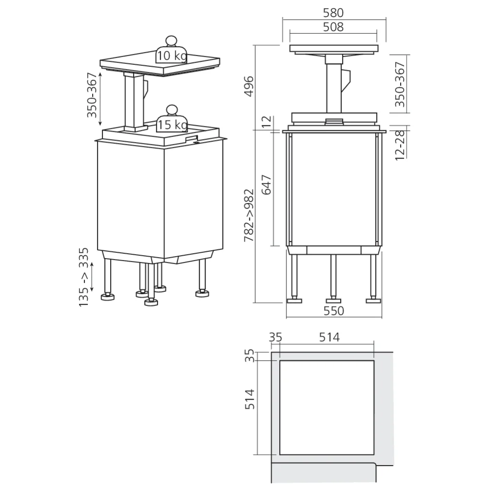 Ensemble d'angle motorisé QANTO PULL-OUT affleurant invisible