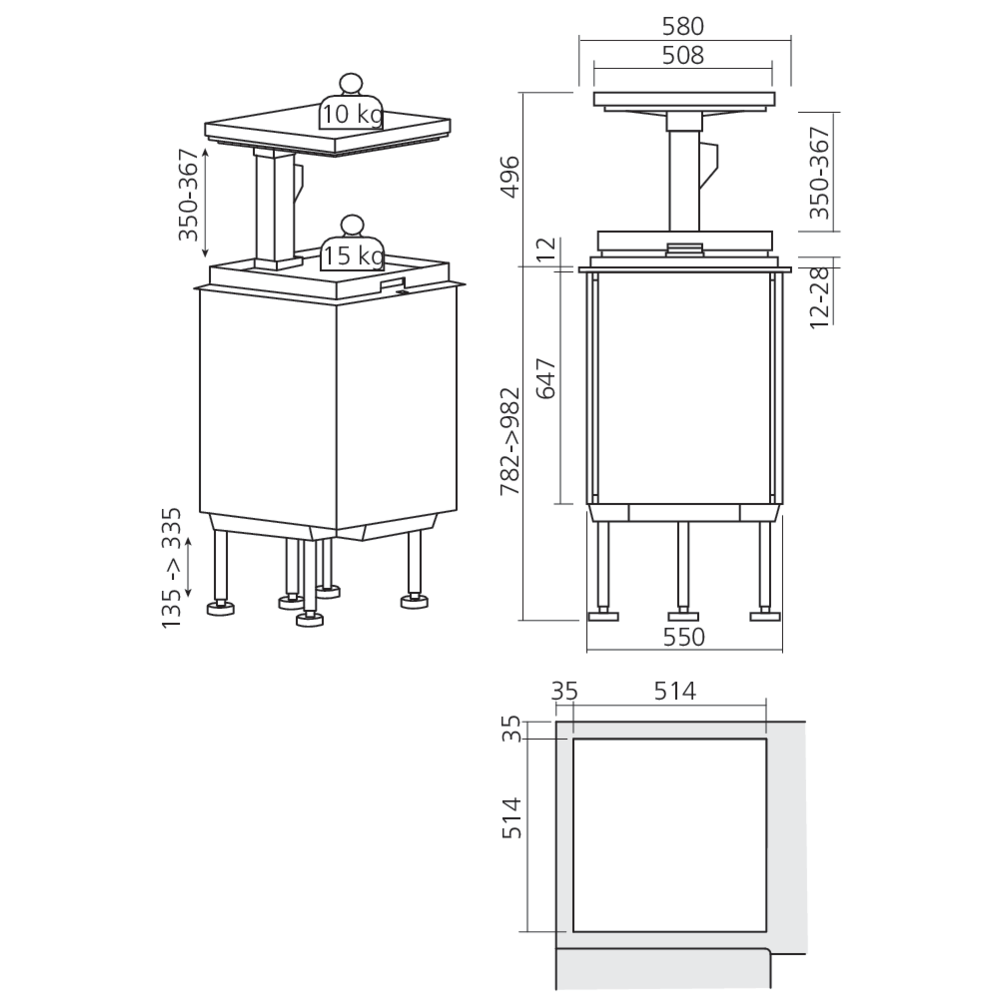 Ensemble d'angle motorisé QANTO PULL-OUT affleurant invisible