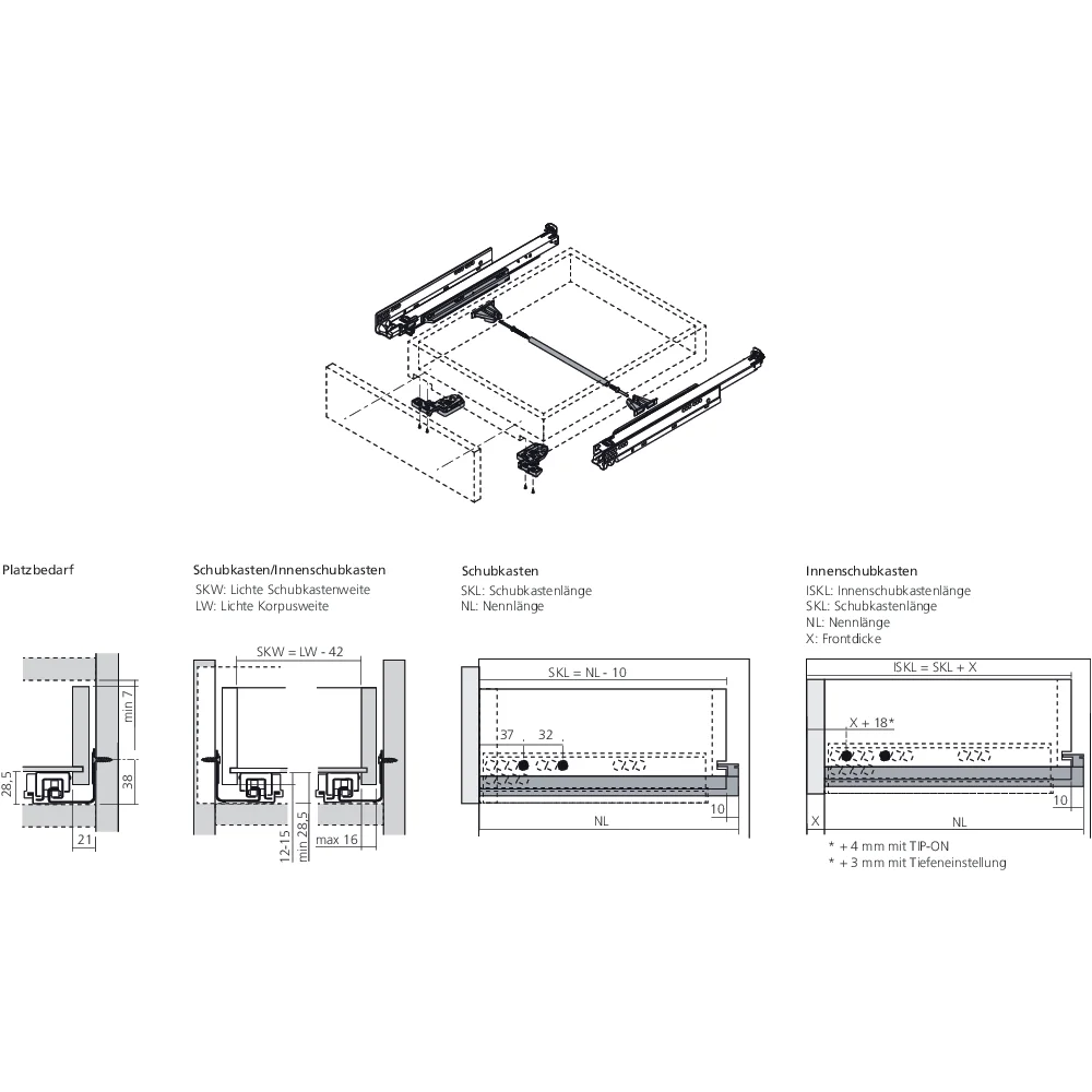 Coulisse MOVENTO 70 kg TIP-ON