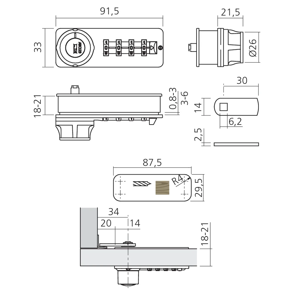 Serrure batteuse à chiffres et à clé code libre Public