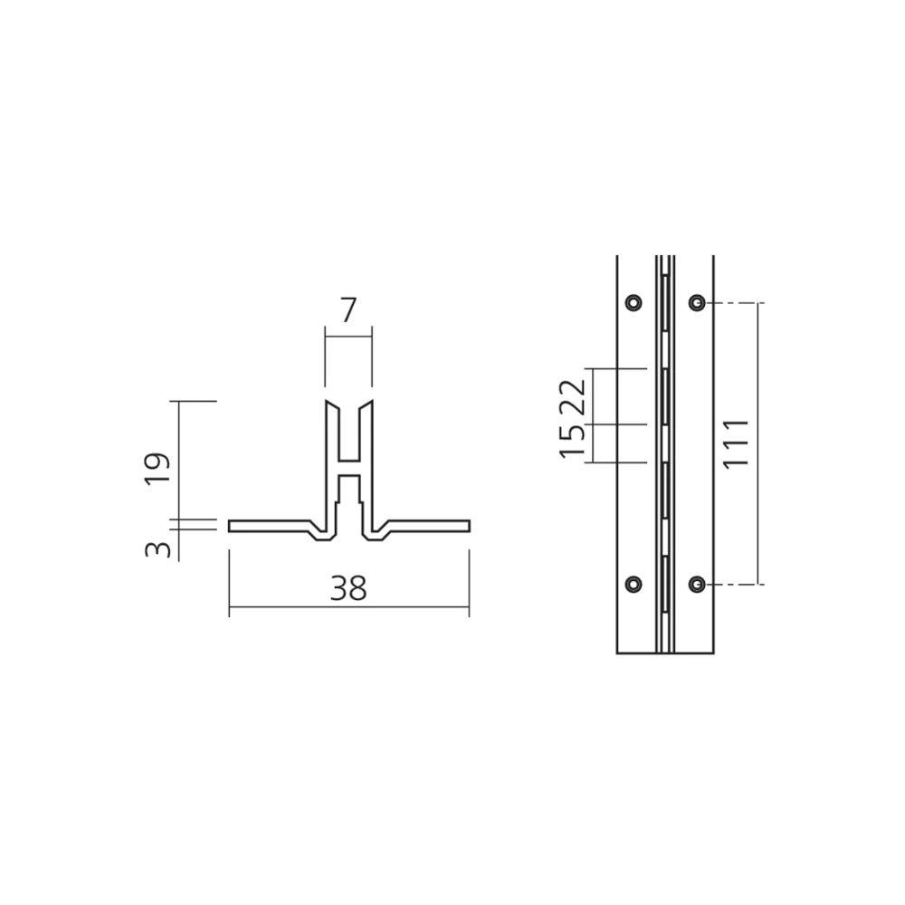 Crémaillère à encastrer par l'arrière