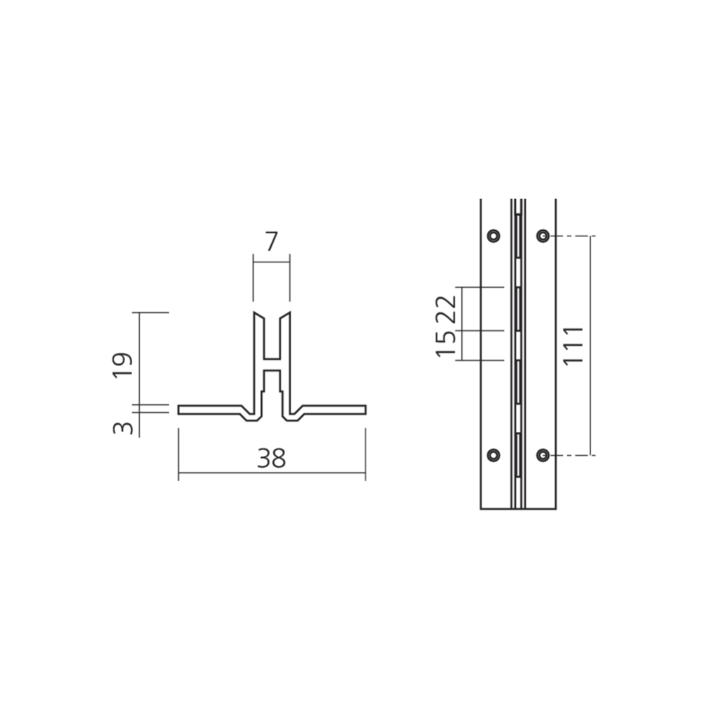 Crémaillère à encastrer par l'arrière