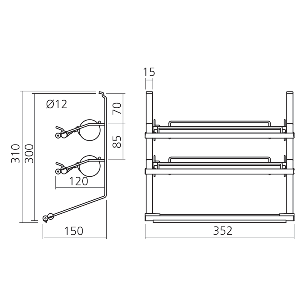 Porte-rouleaux triple