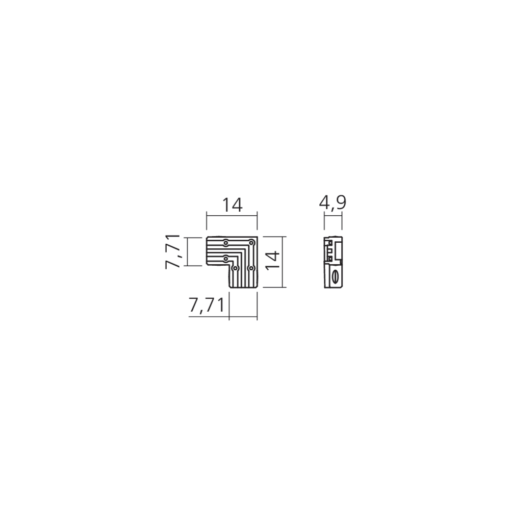 Angle 90° pour réglette Line