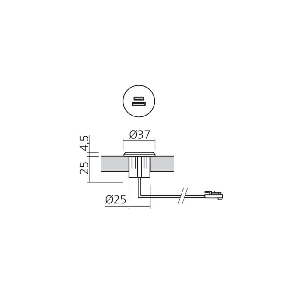 Mini bloc prises USB A+C rond