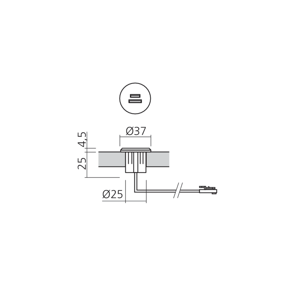 Mini bloc prises USB A+C rond