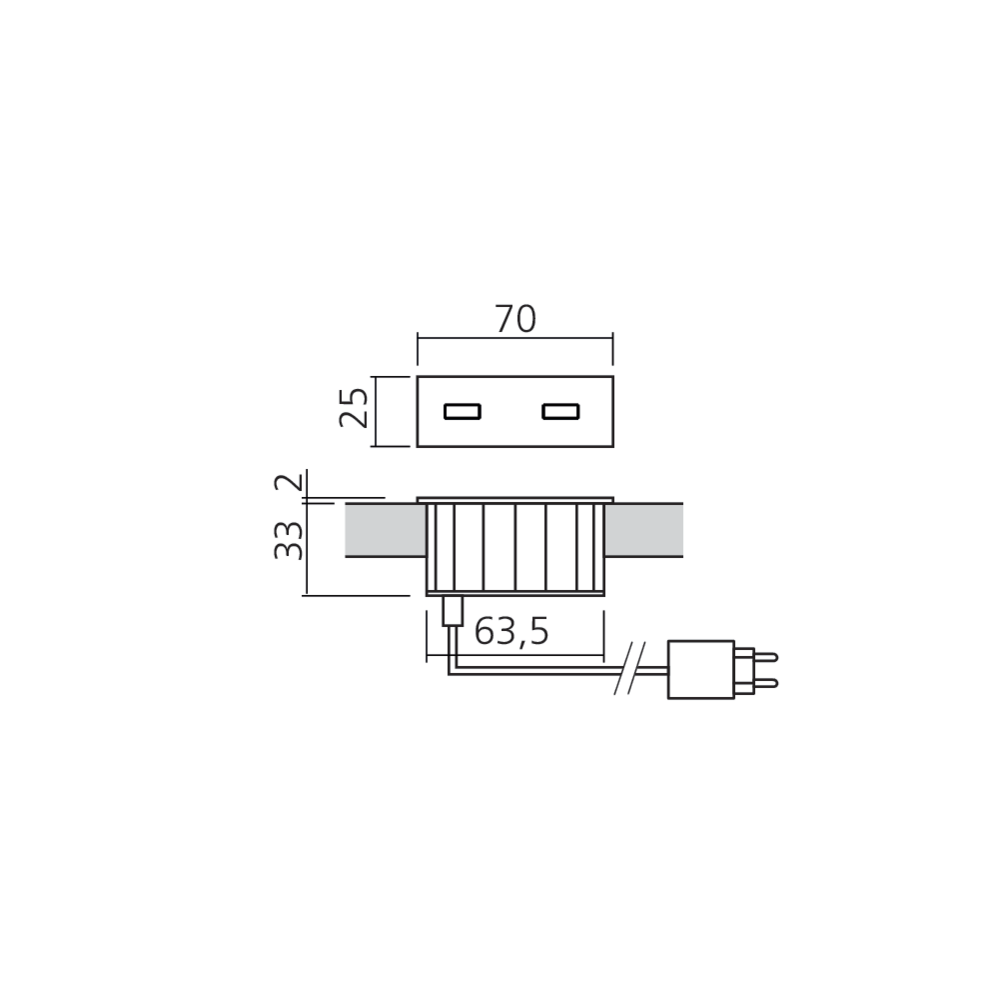 Mini bloc prises USB A+C rectangle