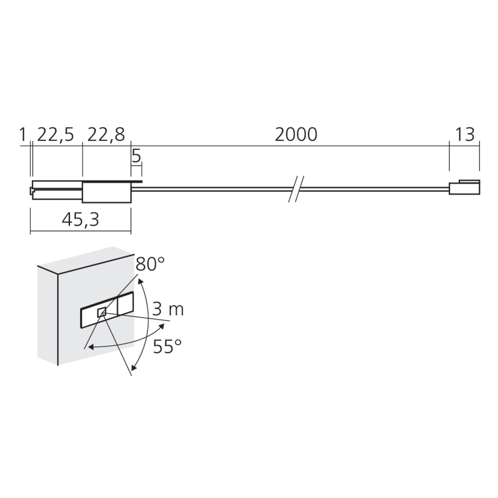 Capteur de mouvement pour réglette Line à encastrer