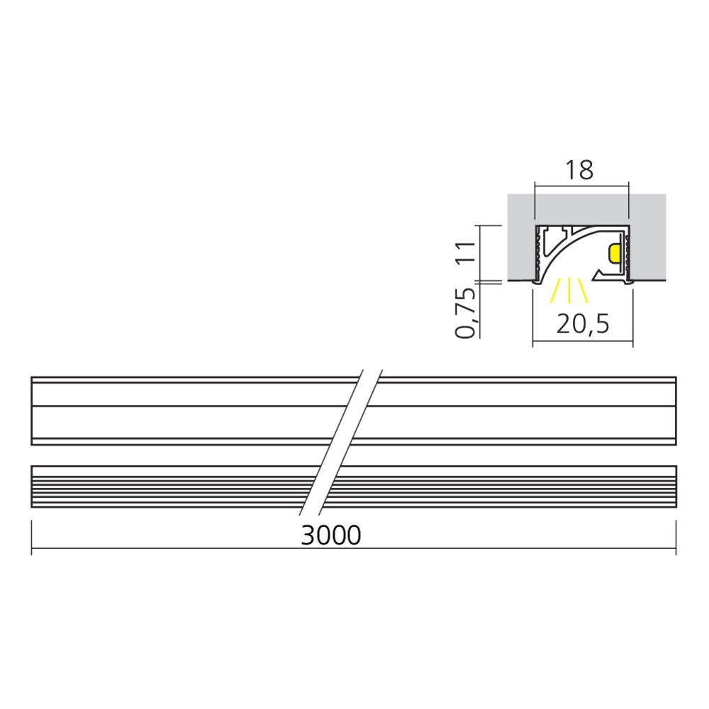Réglette LED recoupable Line pour éclairage indirect 24 V
