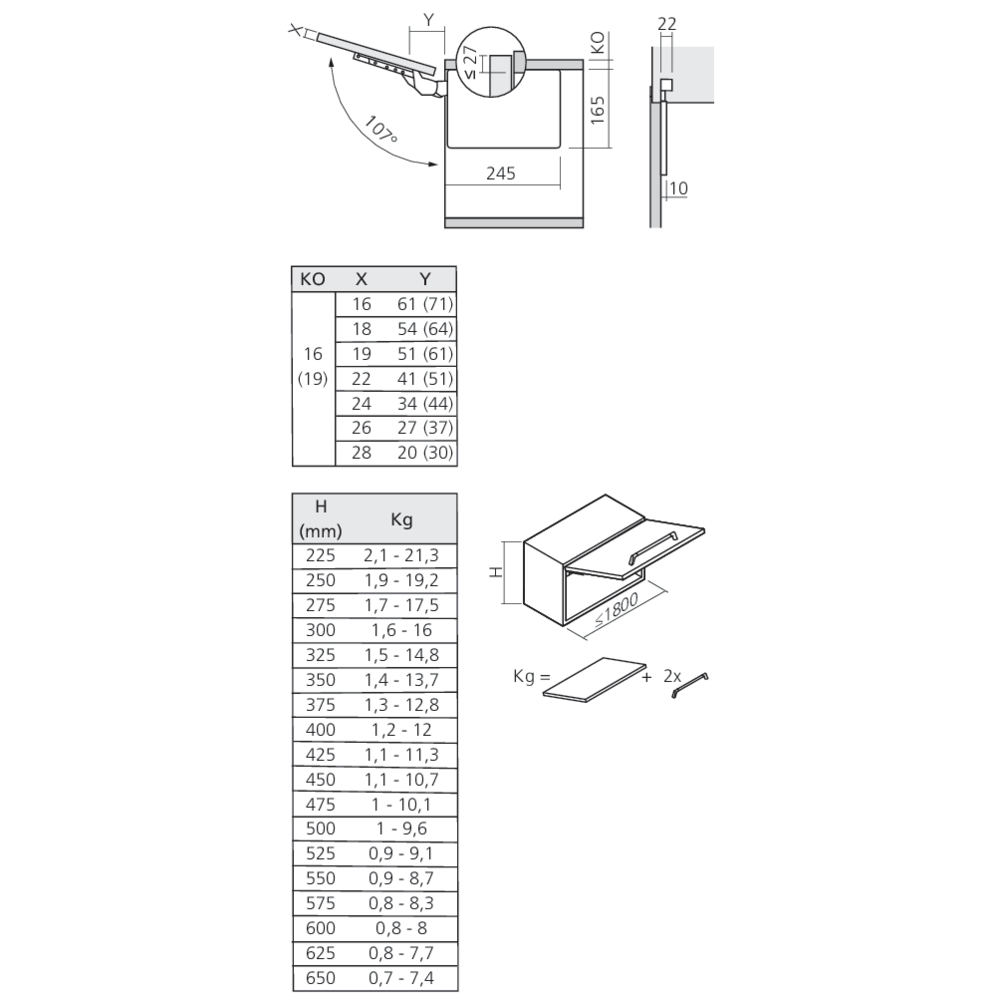 Set ferrure FREEslim flap montage en applique