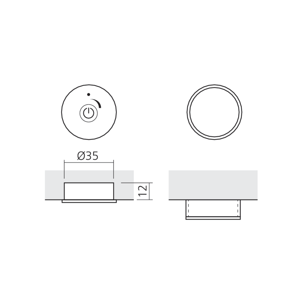 Interrupteur tactile Ø35 mm sans fil pour Power System