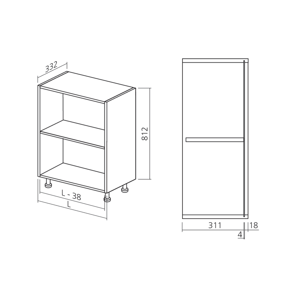 Caisson bas profondeur réduite