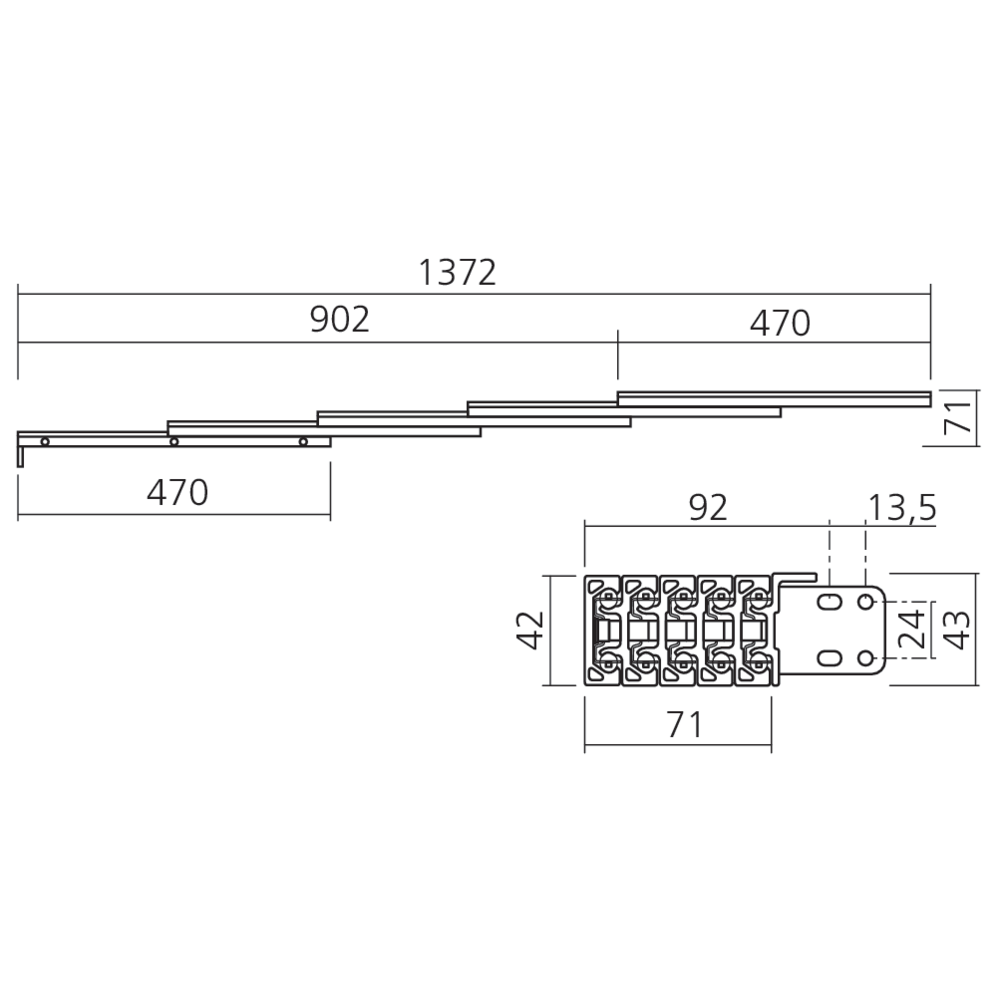 Ferrure de table à encastrer MODULO