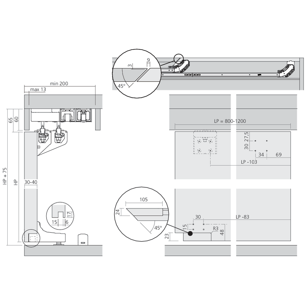 Garniture 1 porte MFU1200