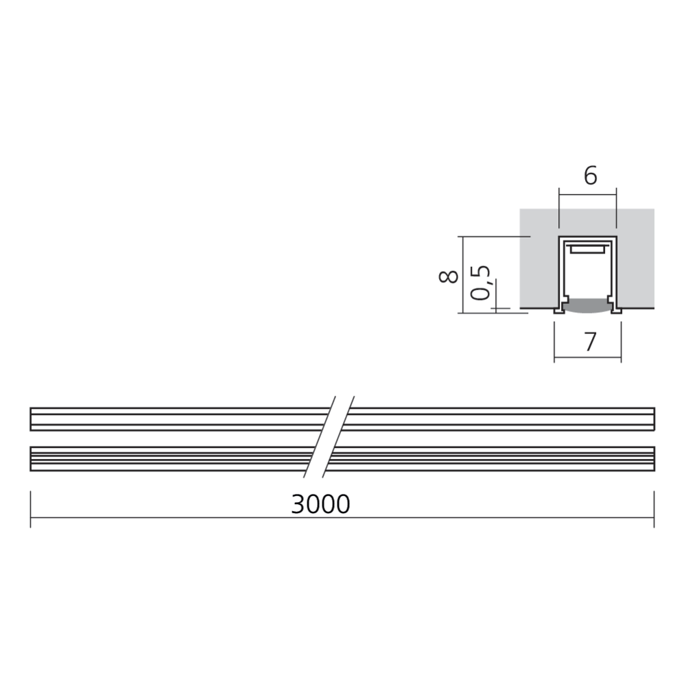 Réglette recoupable Line Slim à encastrer 24 V