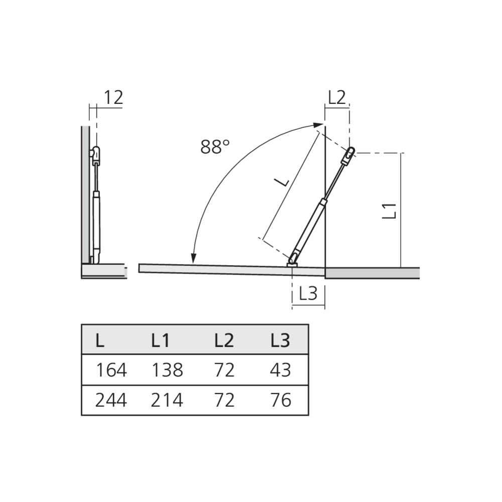 Compas à gaz pour abattant