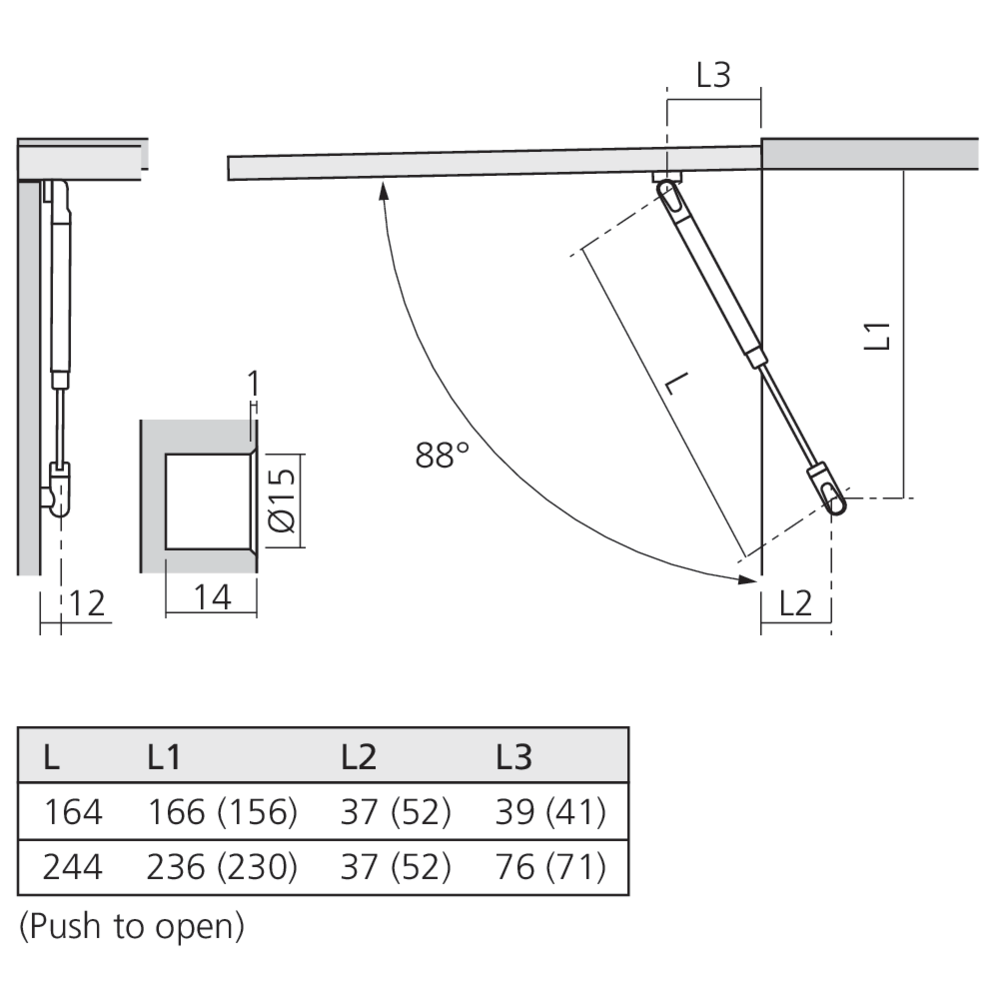 Compas à gaz pour porte relevable LIFT