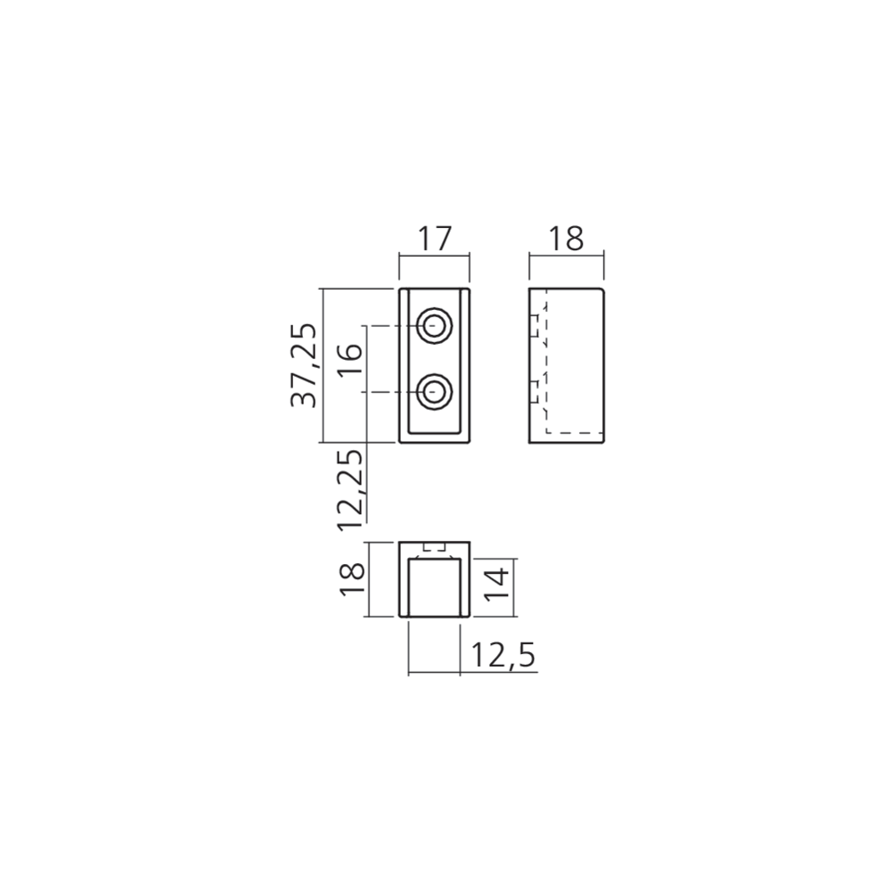 Support d'extrémité pour tube rectangle