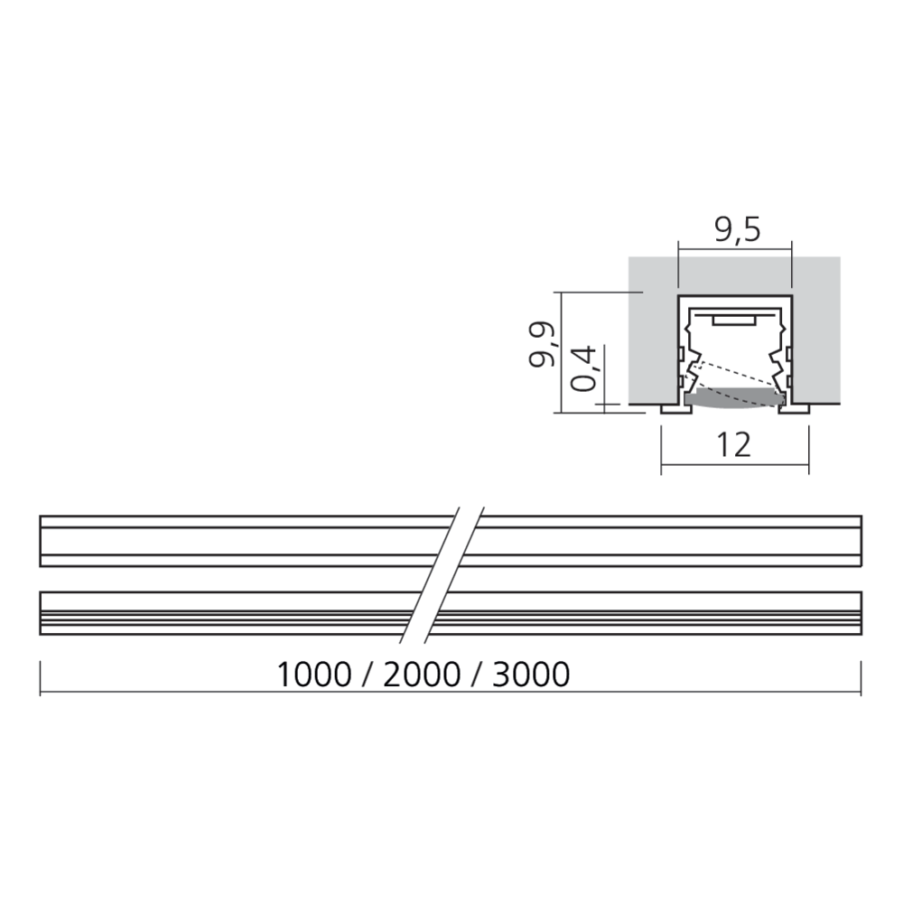 Réglette LED recoupable Line à encastrer 24 V