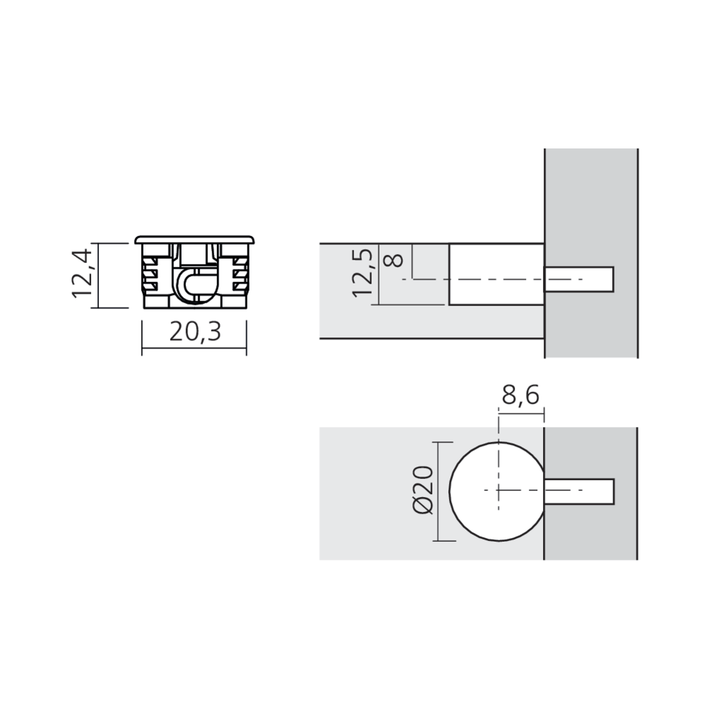 Boîtier excentrique FIX Ø20 mm