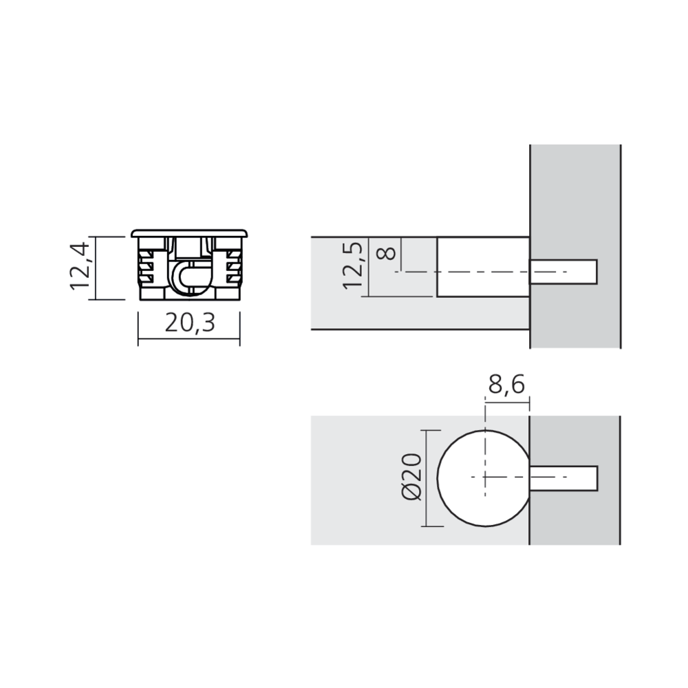 Boîtier excentrique FIX Ø20 mm