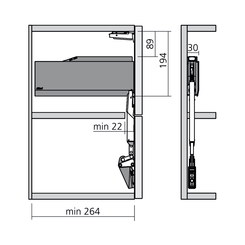 Réservoirs de force AVENTOS HF top fixation eurovis