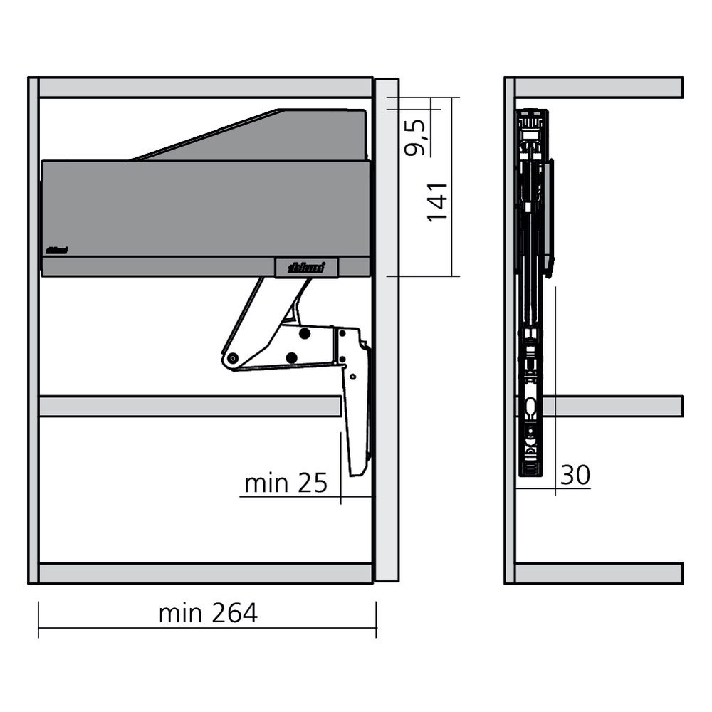 Réservoirs de force AVENTOS HS top fixation à visser