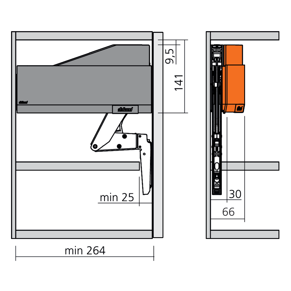 Réservoirs de force SERVO-DRIVE AVENTOS HS top fixation à visser