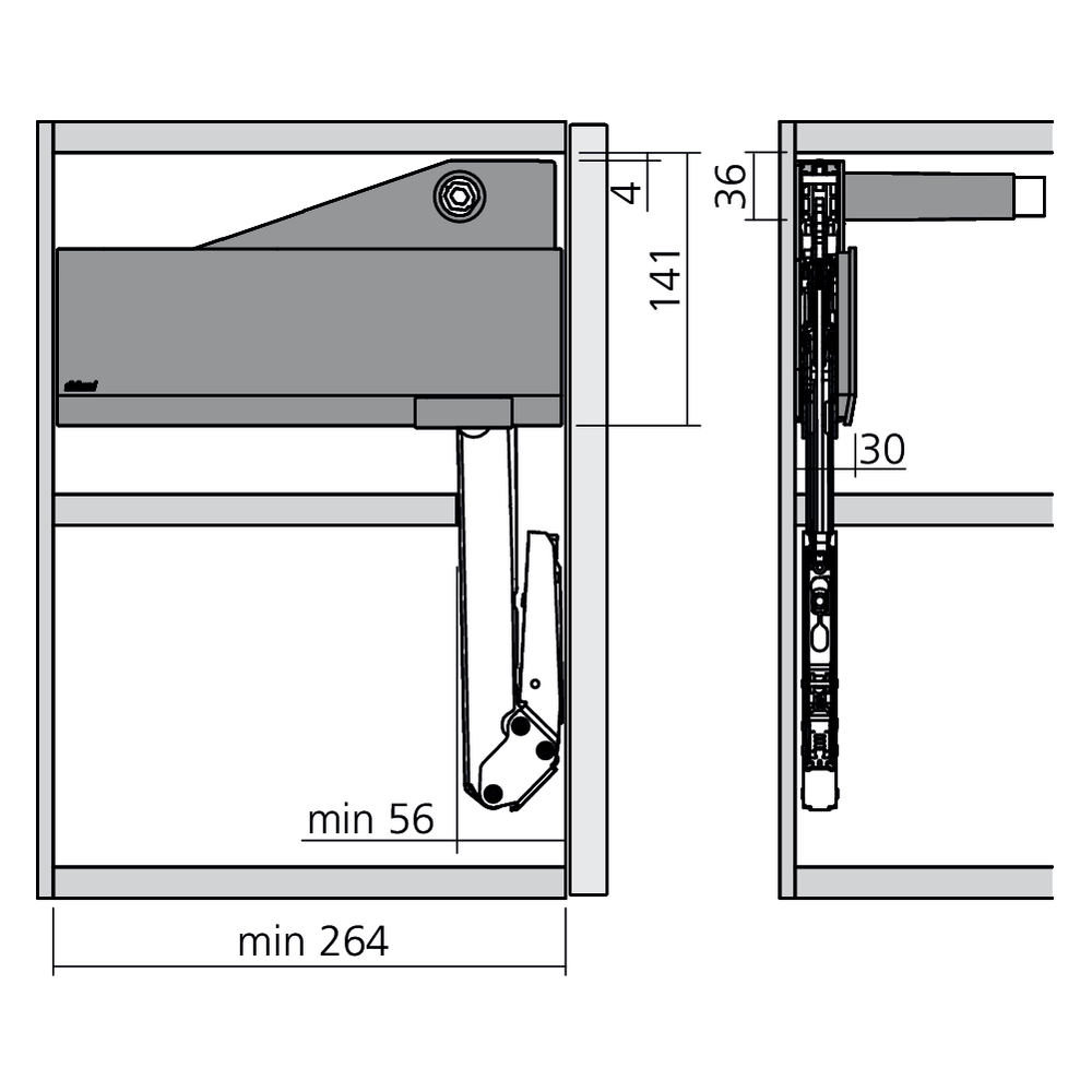 Réservoirs de force AVENTOS HL top fixation à visser