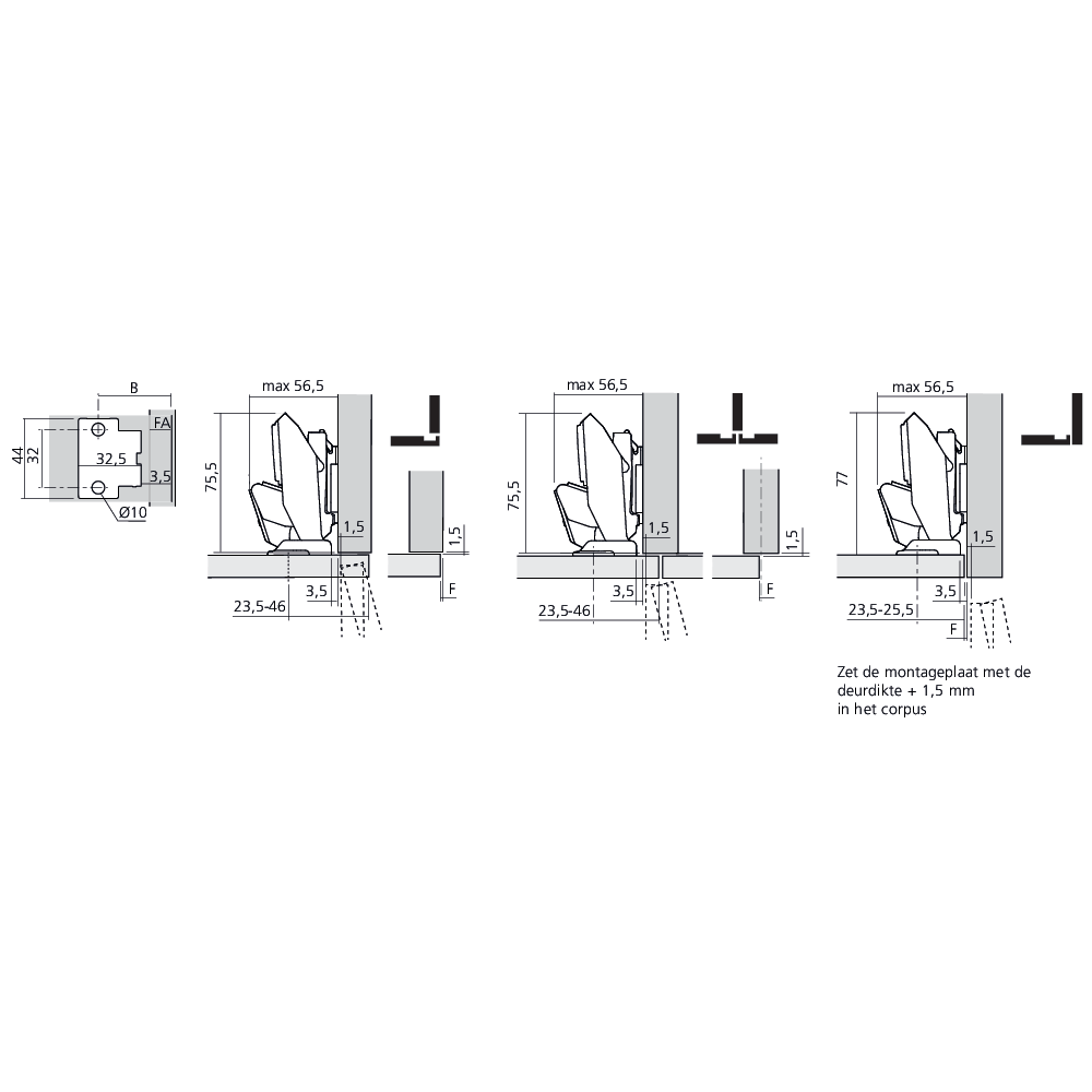 Charnière CLIP top BLUMOTION 110° pour porte fine