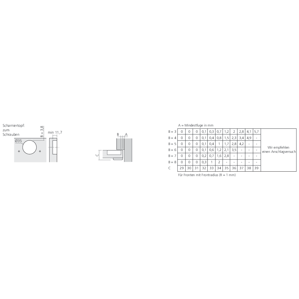 Charnière CLIP top BLUMOTION 125° pour porte épaisse